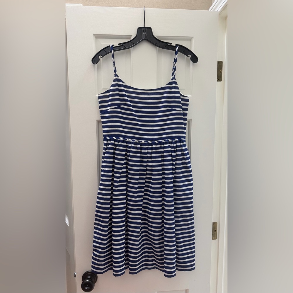 J Crew Factory Navy & White Striped Sundress
